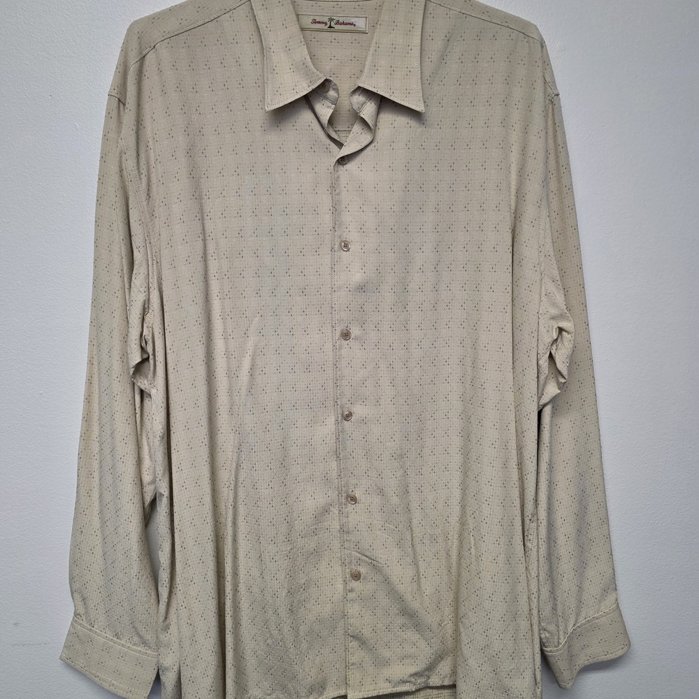 Tommy Bahama 100% Silk Cream Men's Shirt
